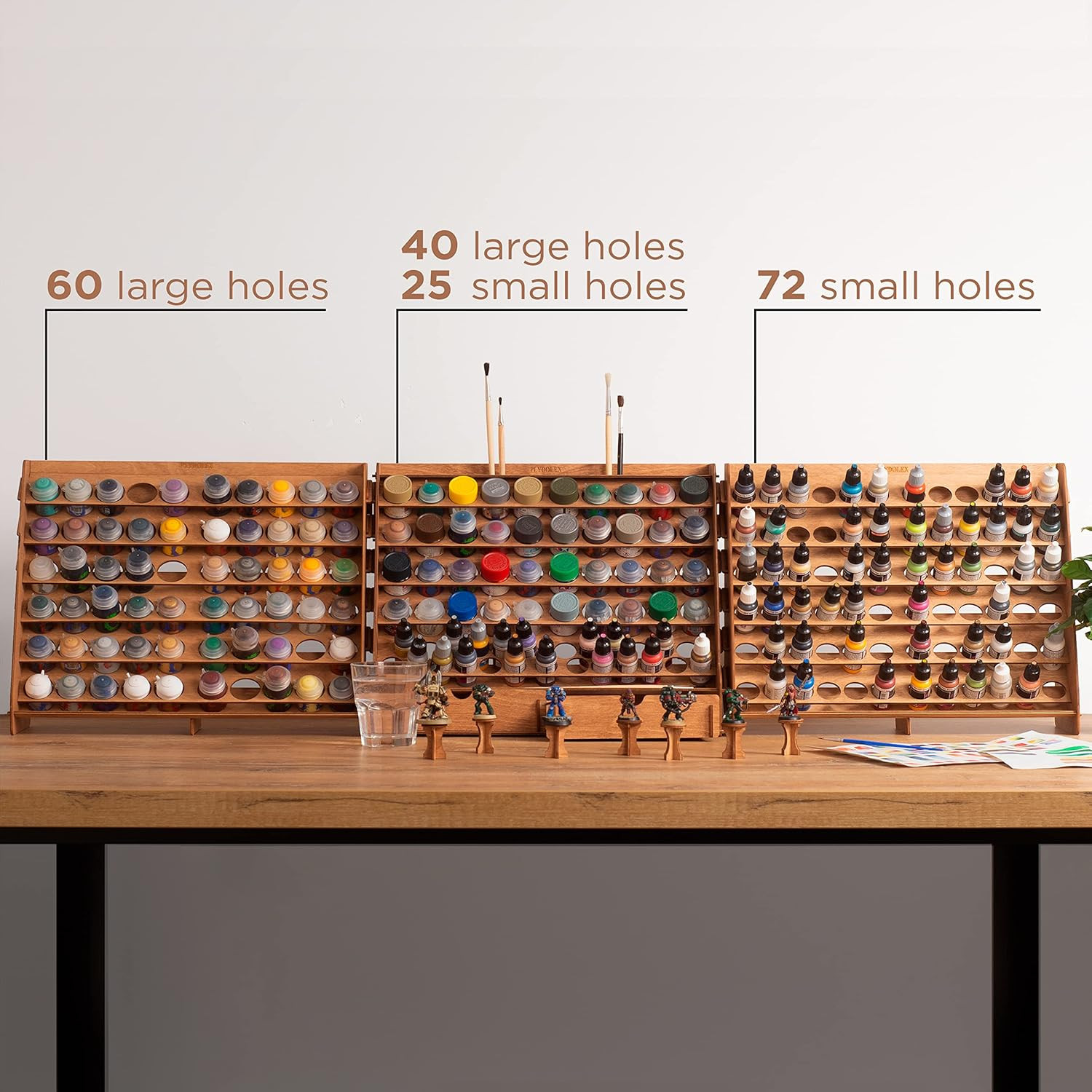 Wall Paint Holder – Works for Warhammer 40K, Dnd, Other Figurines – 65 Holes for