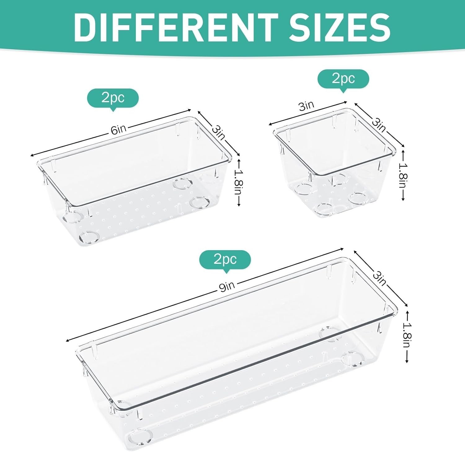 Space-Saving Clear Drawer Organizer Set – Non-Slip Acrylic Storage for Cosmetics