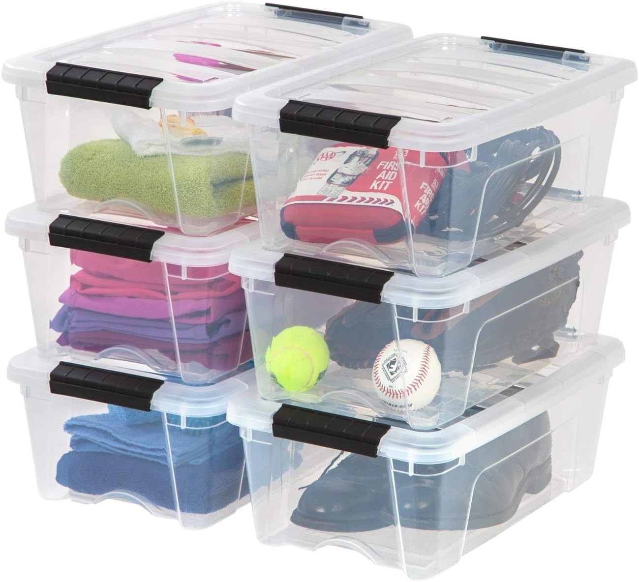 IRIS 13 QT Plastic Storage Box with Lid and Latches – 6 Pack – BPA-Free, See…