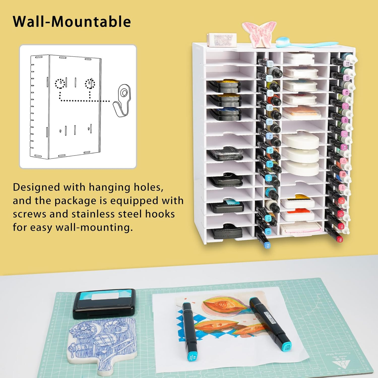 Pad Combo Storage Rack, 28 Grids for Standard Size Stamp Pads, 28 Grid for Marke