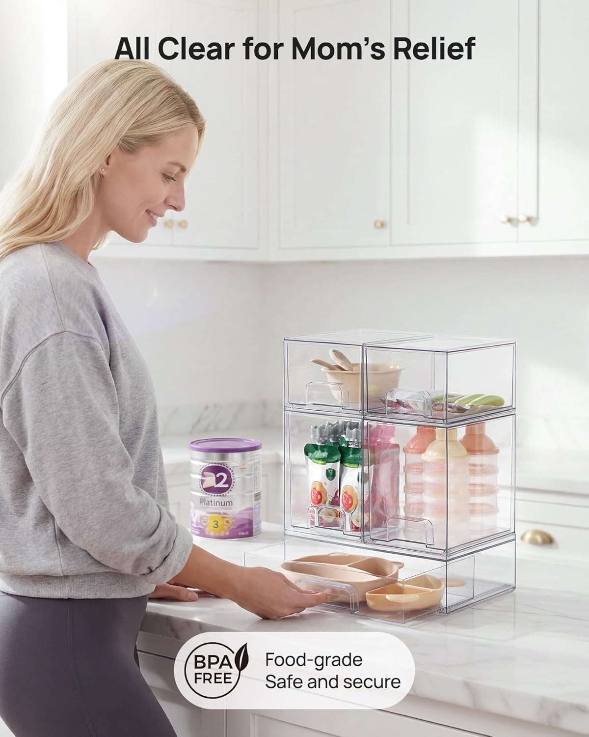 Transparent Stackable Storage Drawers Set of 5 – Perfect for Tidy Living Spaces