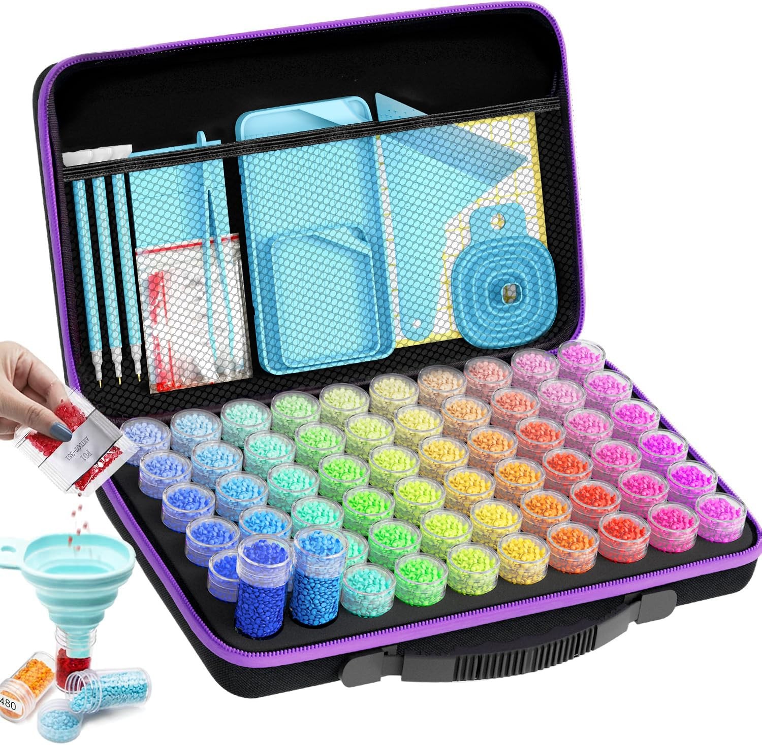 ARTDOT 60 Slots Storage Container for Diamond Art Kits for Adults,Portable B…