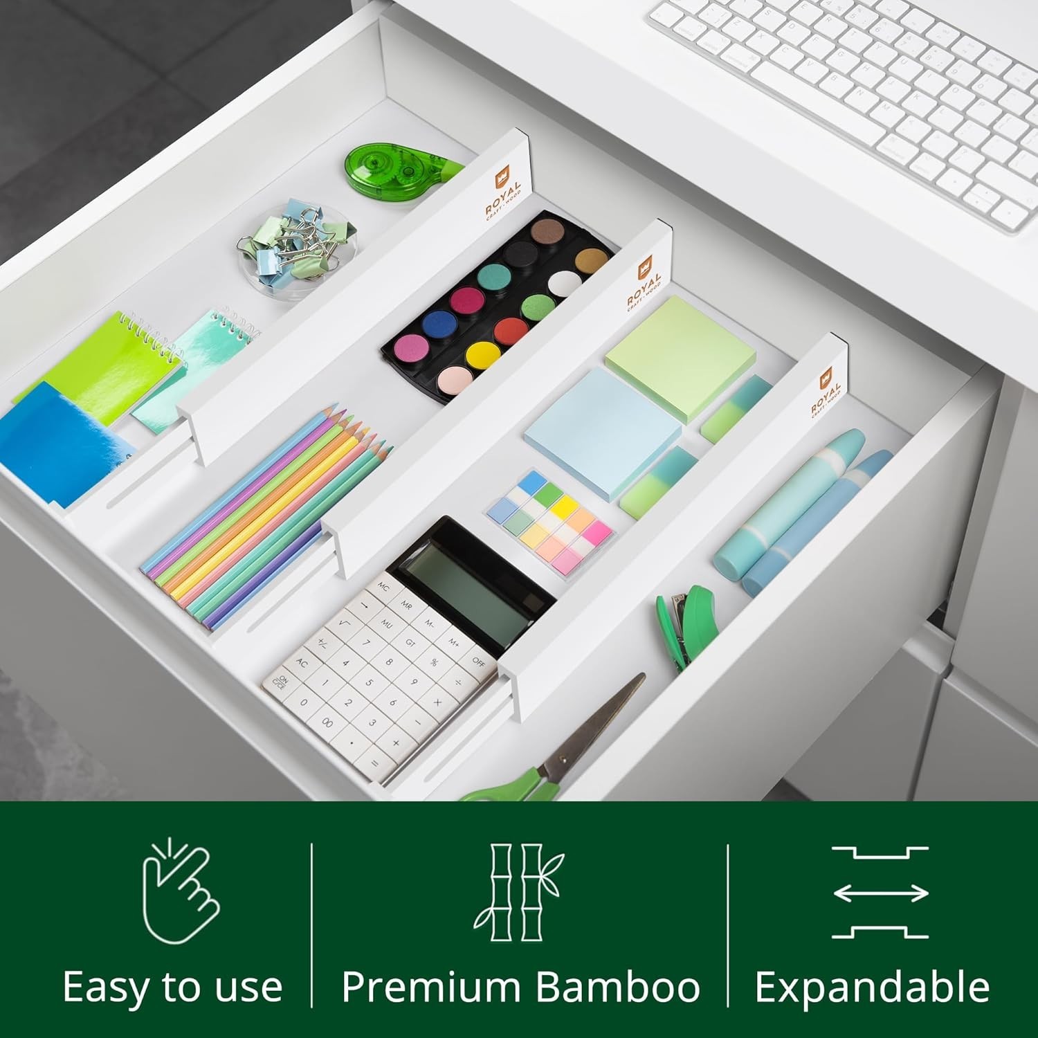 Adjustable Bamboo Drawer Dividers – 17-22 Inches, 4 Pack