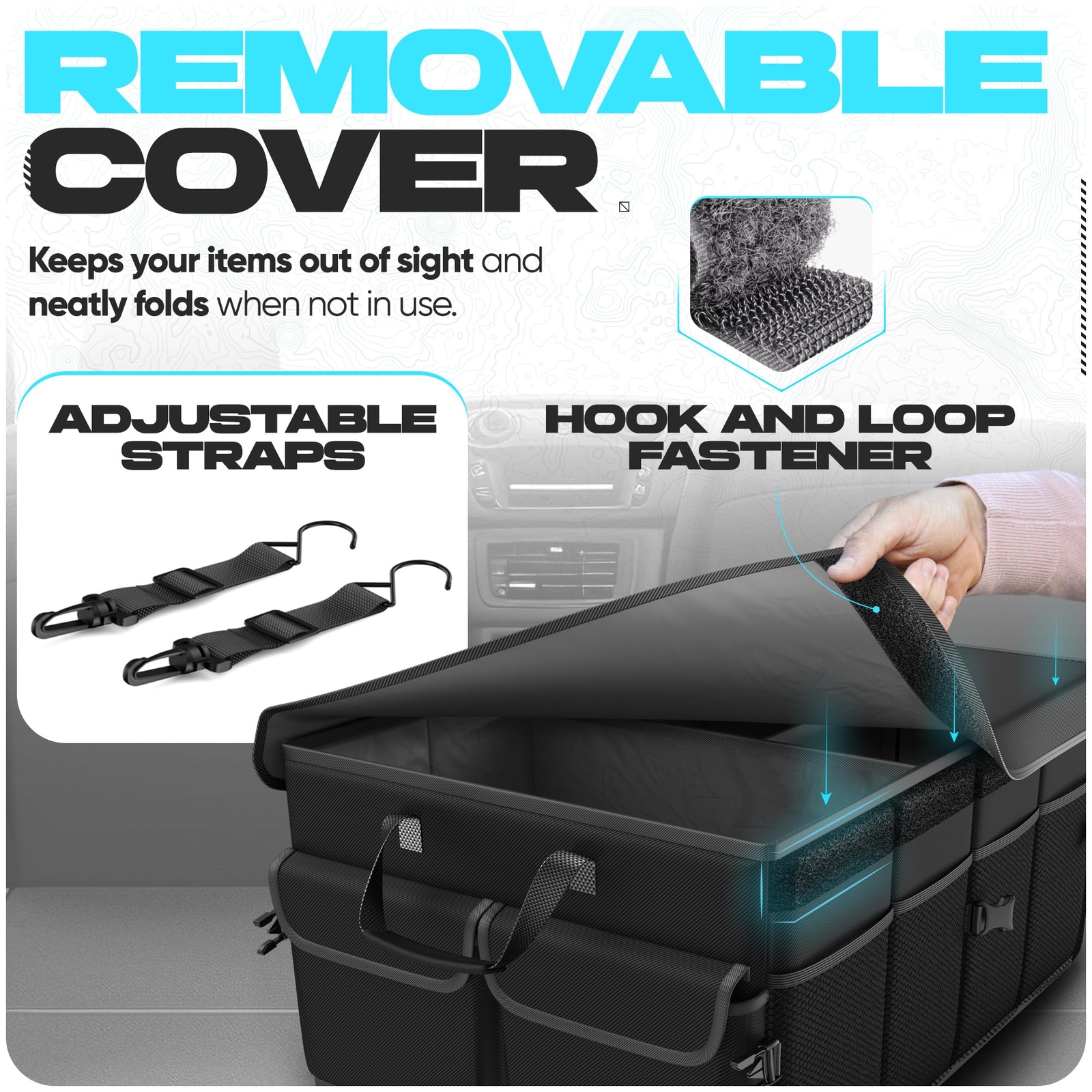 Car Trunk Organizer Collapsible Multi Compartment Suv Organizer Foldable Storage