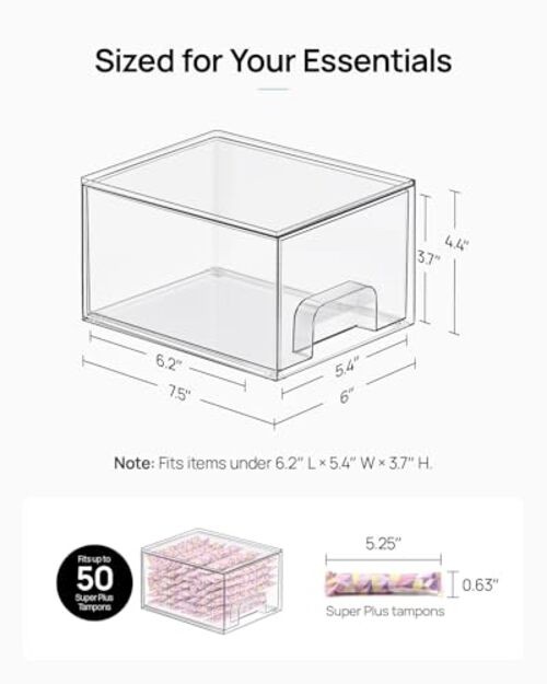 4 Pack Small Clear Stackable Storage Drawers,Acrylic Bathroom 4pack-Clear