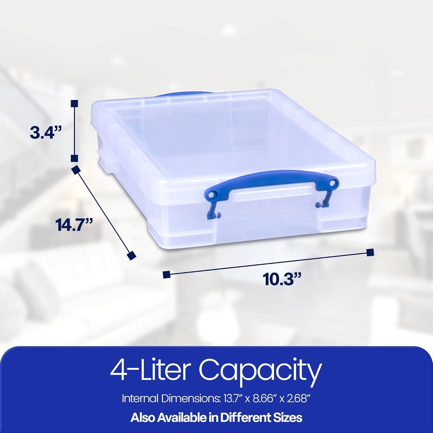 4-Liter Stackable Plastic Storage Containers – 3 Pack with Clip Lock Handles