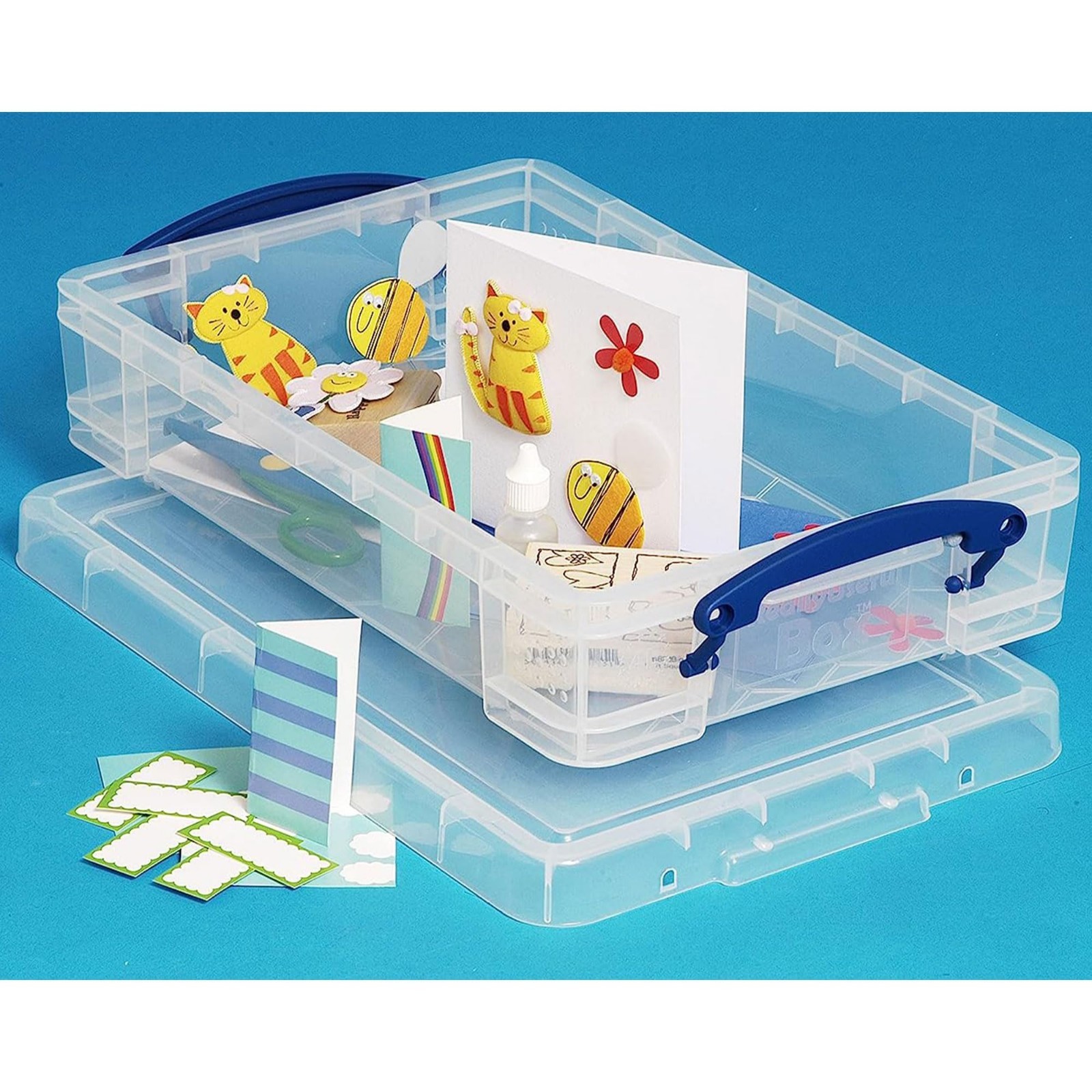 4L Stackable Plastic Storage Containers w/Snap Lid & Clip Lock Handles – 3 Pack,