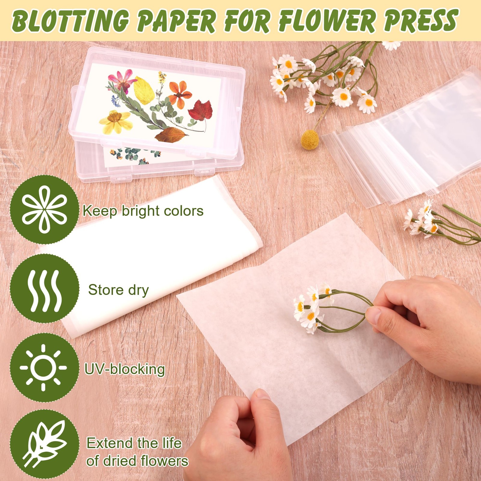 5+200PCS Dried Flower Storage Set with Blotting Paper, Ziplock Bag, Tweezers …