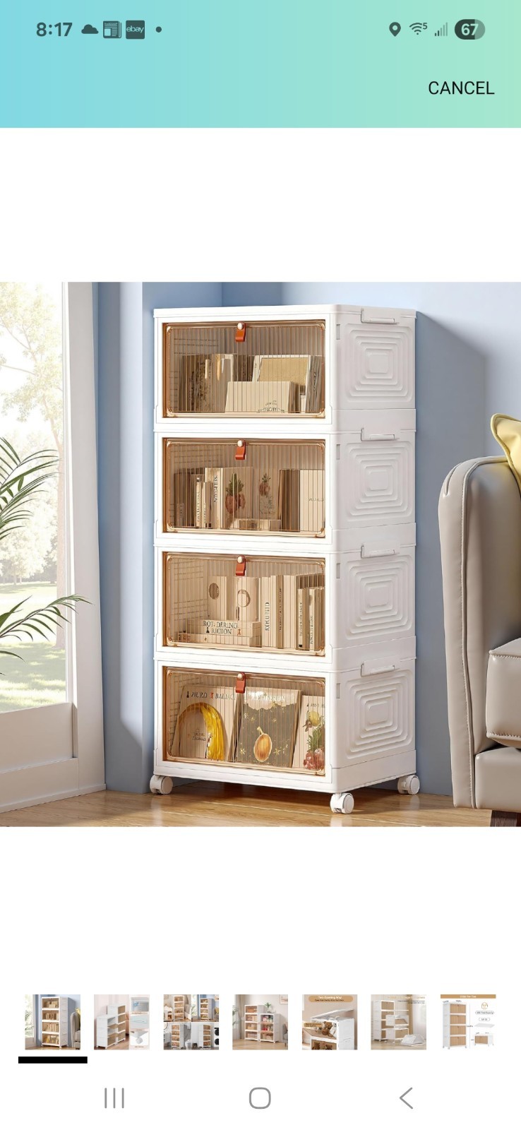 VECELO 3 Tier Stackable Storage Bins with Lids, Magnetic Doors, 23 QT, Wheels
