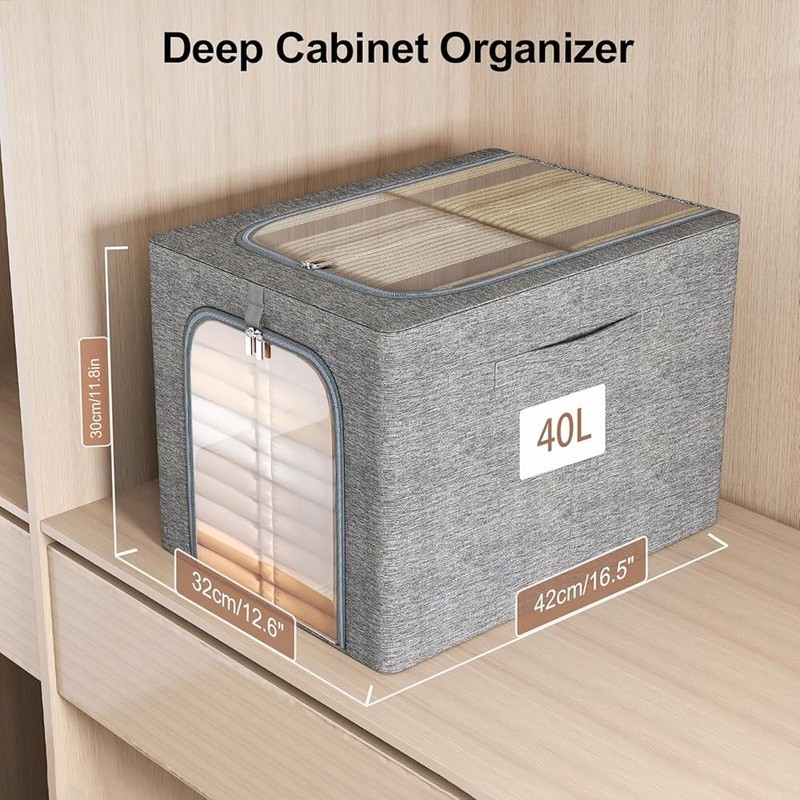 Collapsible Storage Bin Stackable Organizer Dustproof Water Resistant PVC Window
