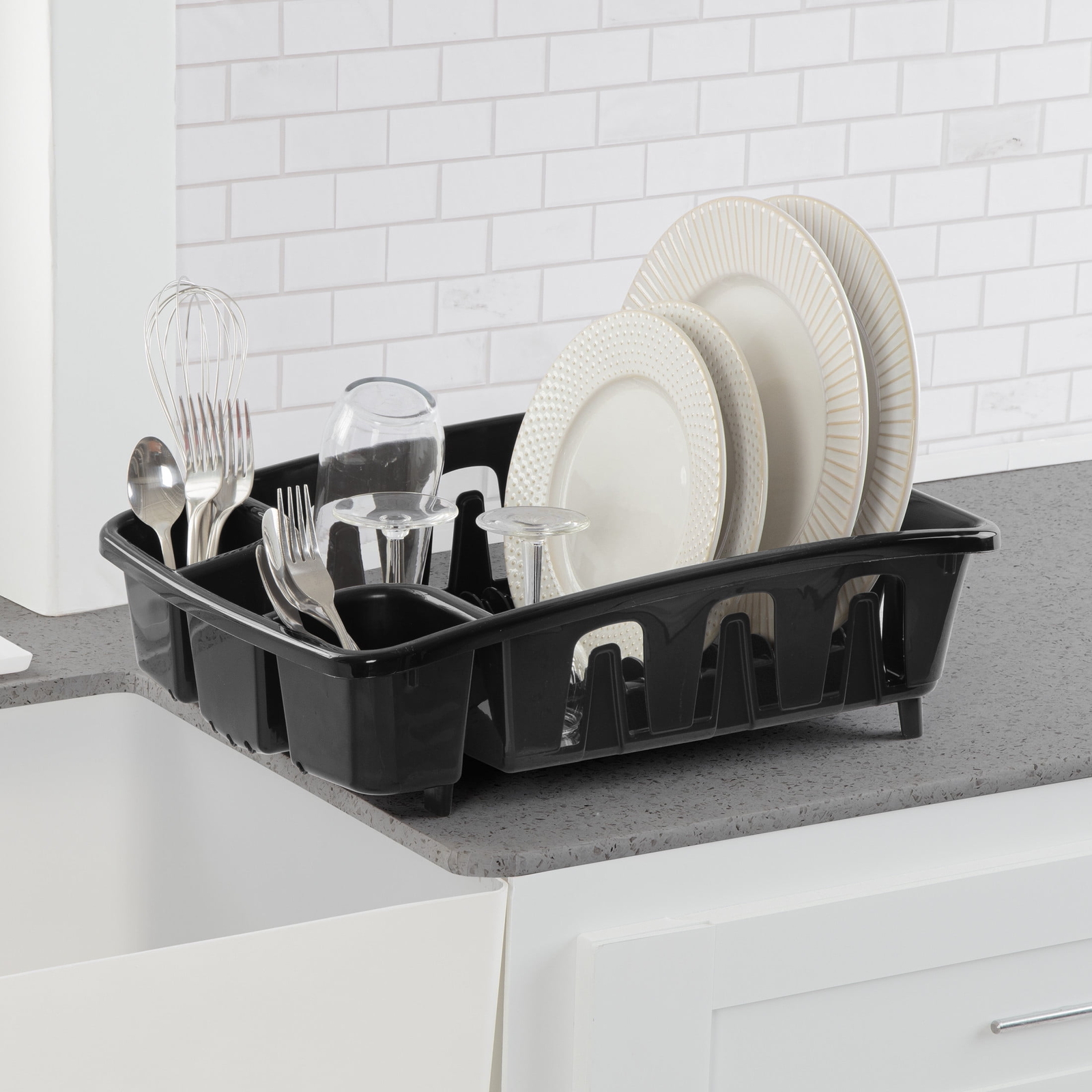 Dish Rack with Self Draining Base Dish Drying Rack Kitchen Tools Self-Draining