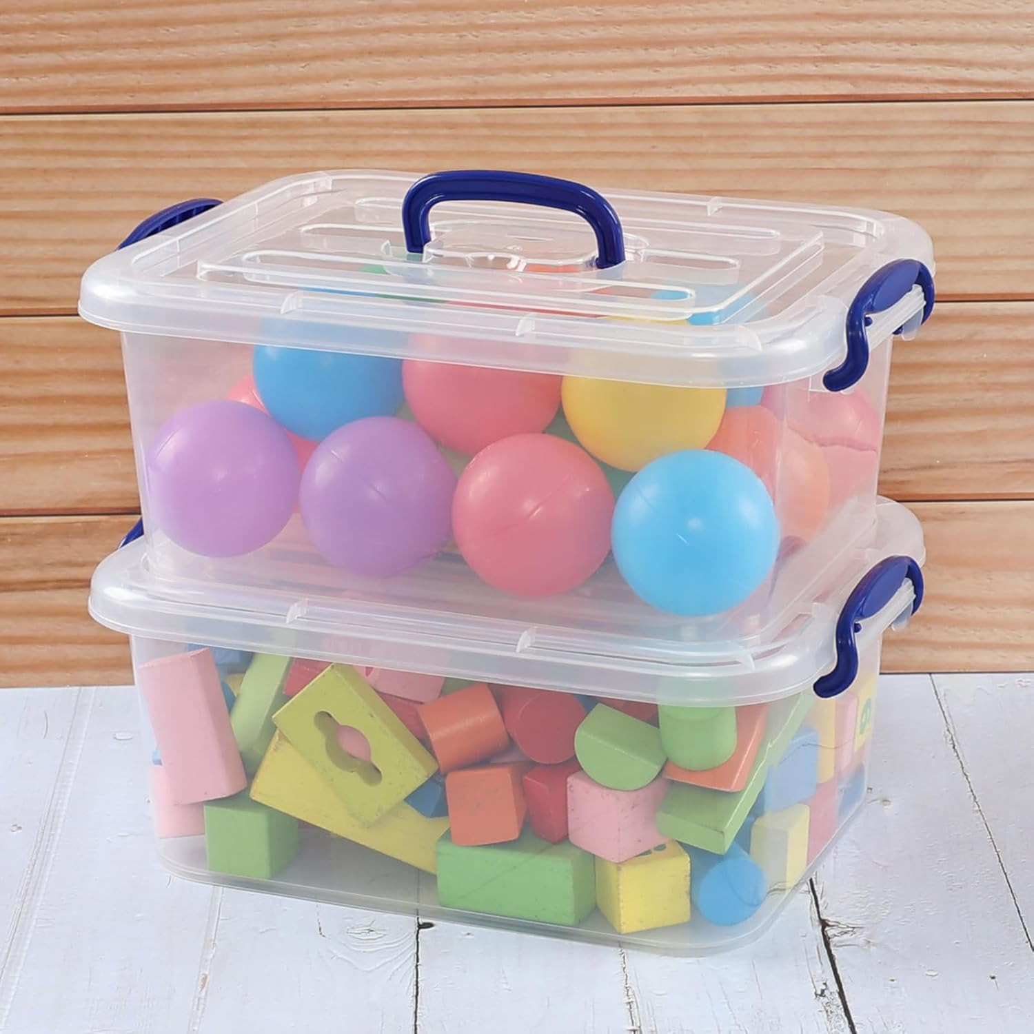 8L Clear Latching Storage Bins with Handle – 2-Pack Plastic Organizers