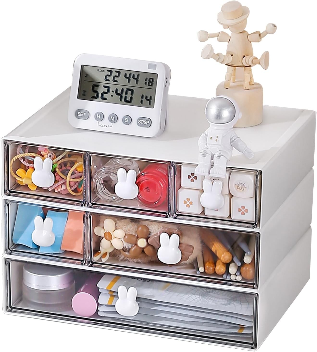 Plastic Desk Organizer with Drawers,Desktop Organizer Drawers Storage,3 Tier
