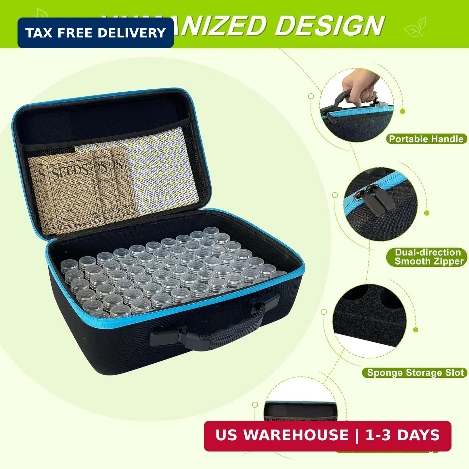 140 Slots Seed Storage Organizer Box with 20 Envelopes, Large Capacity Seed Stor
