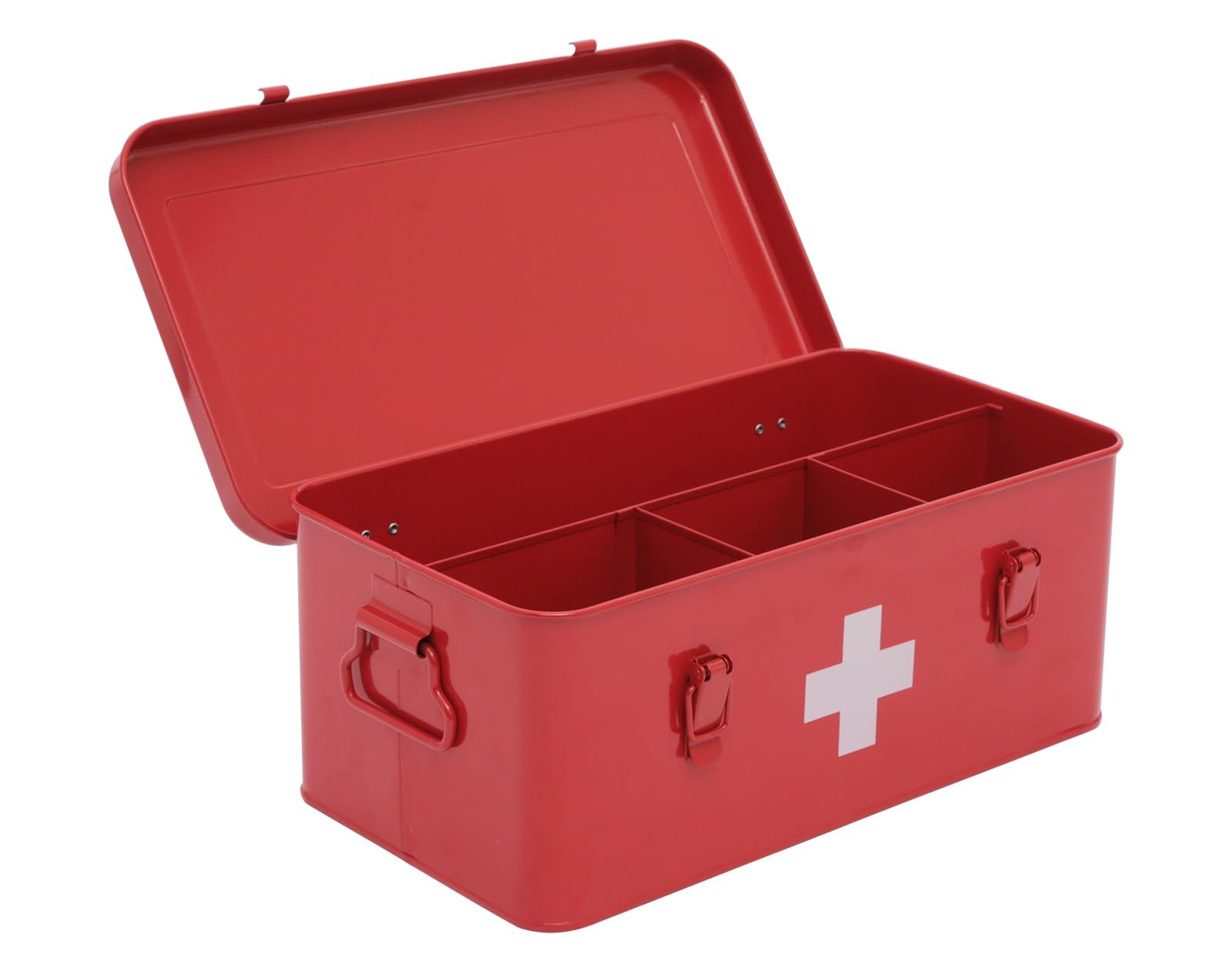 Gdfjiy First Aid Box Empty, Metal Medicine with Safety Lock, Medical Red
