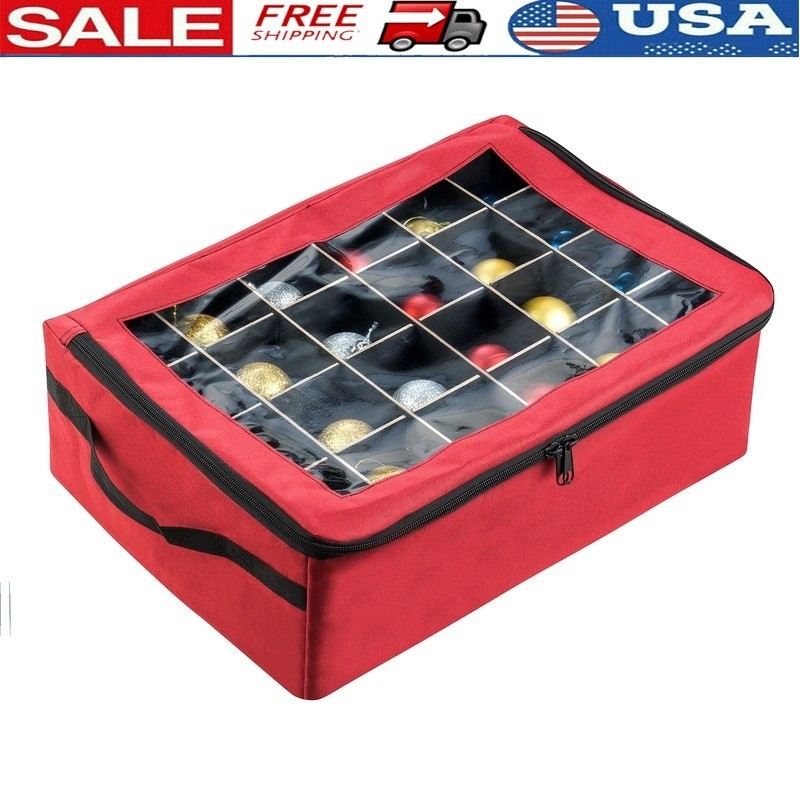 Ornament Storage Box 48 Compartment Organizer Christmas Decorations W/ Dividers