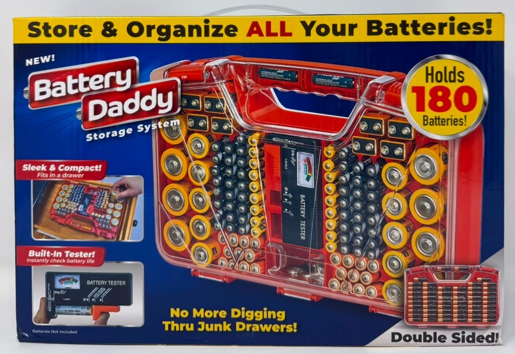 Battery Daddy Storage System Holds 180 Batteries w/ Built-In Tester New In Box#2