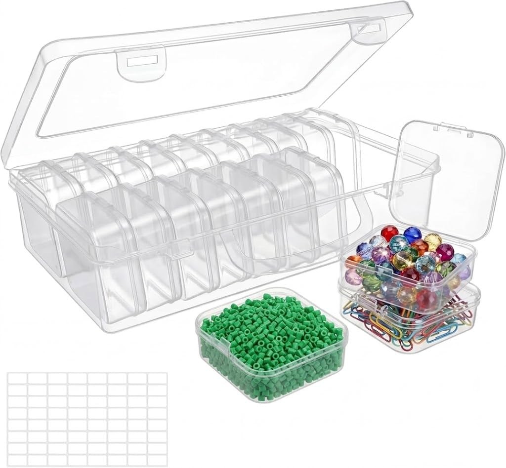 20 Mini Boxes 5.5 x 5.5 x 2cm + 1 Storage Box, Iron On Beads Sorting Box with…