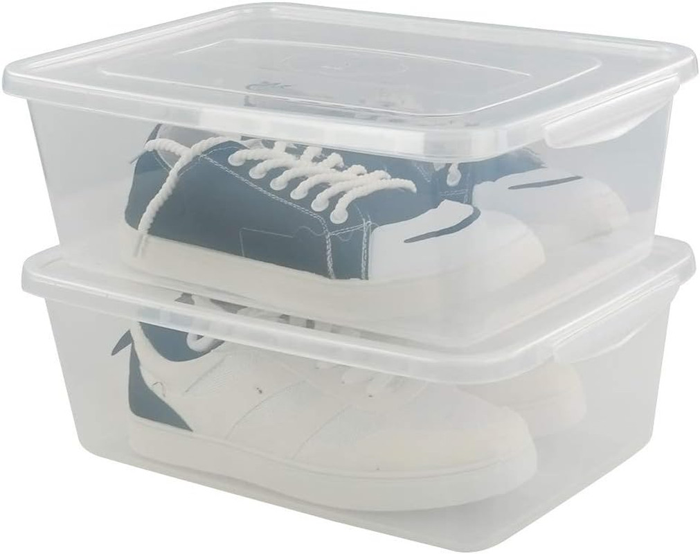 Clear Plastic Storage Bin, 14 Quart Latching Box Container with Lid, 4 Packs
