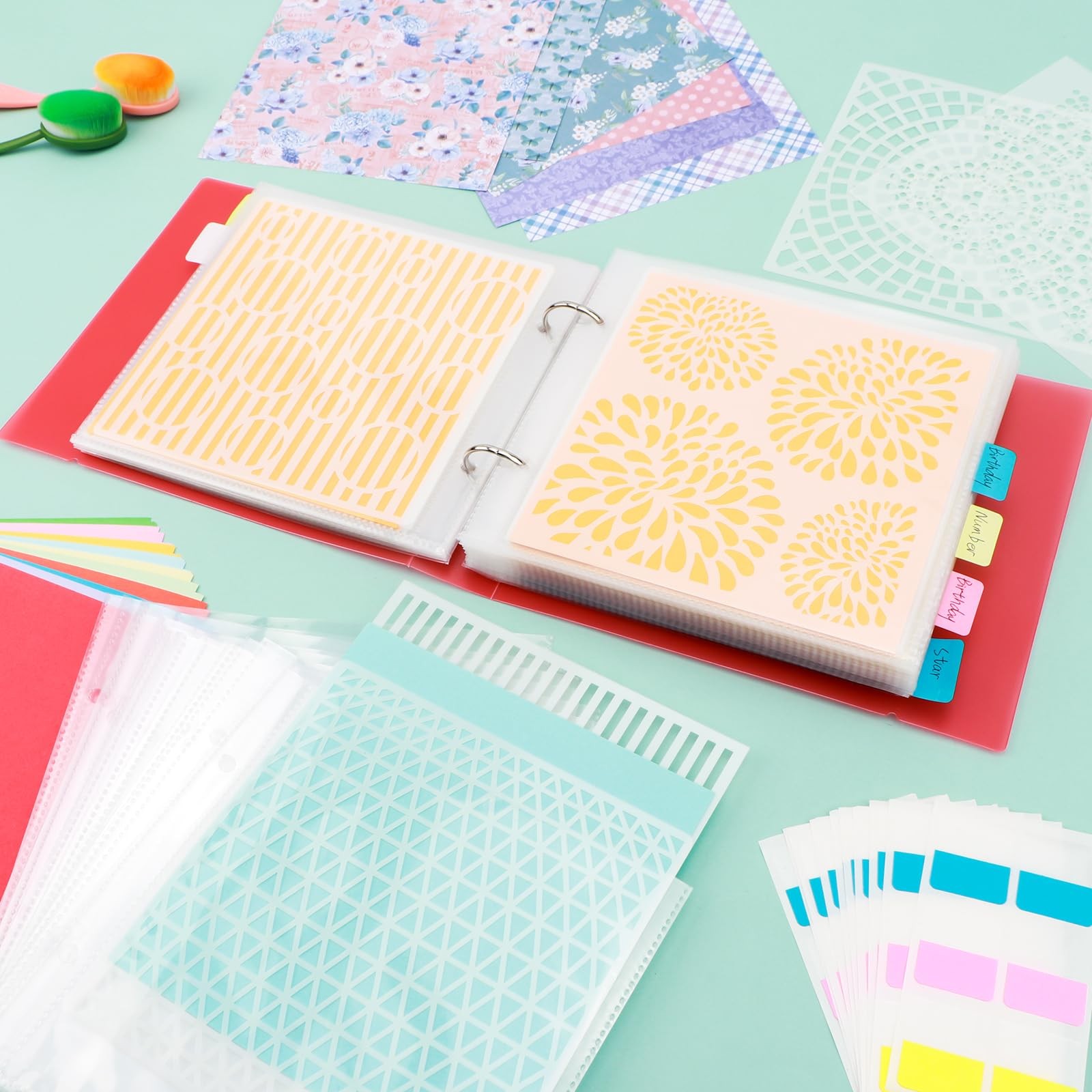 111 Pages1Sets 6×6 Cookie Stencil Storage Binder Die Cut and Stamp Storage Fo…