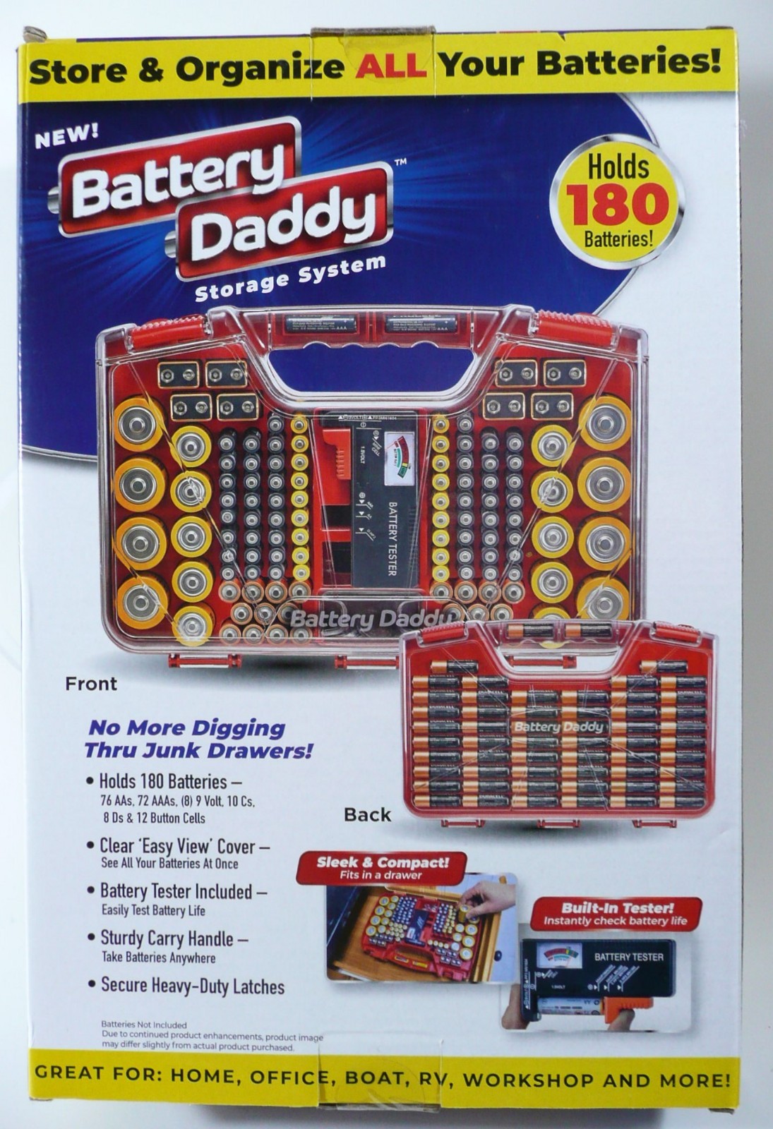 Battery Daddy Storage System Caddy Organizer With Battery Tester Seen On TV 180