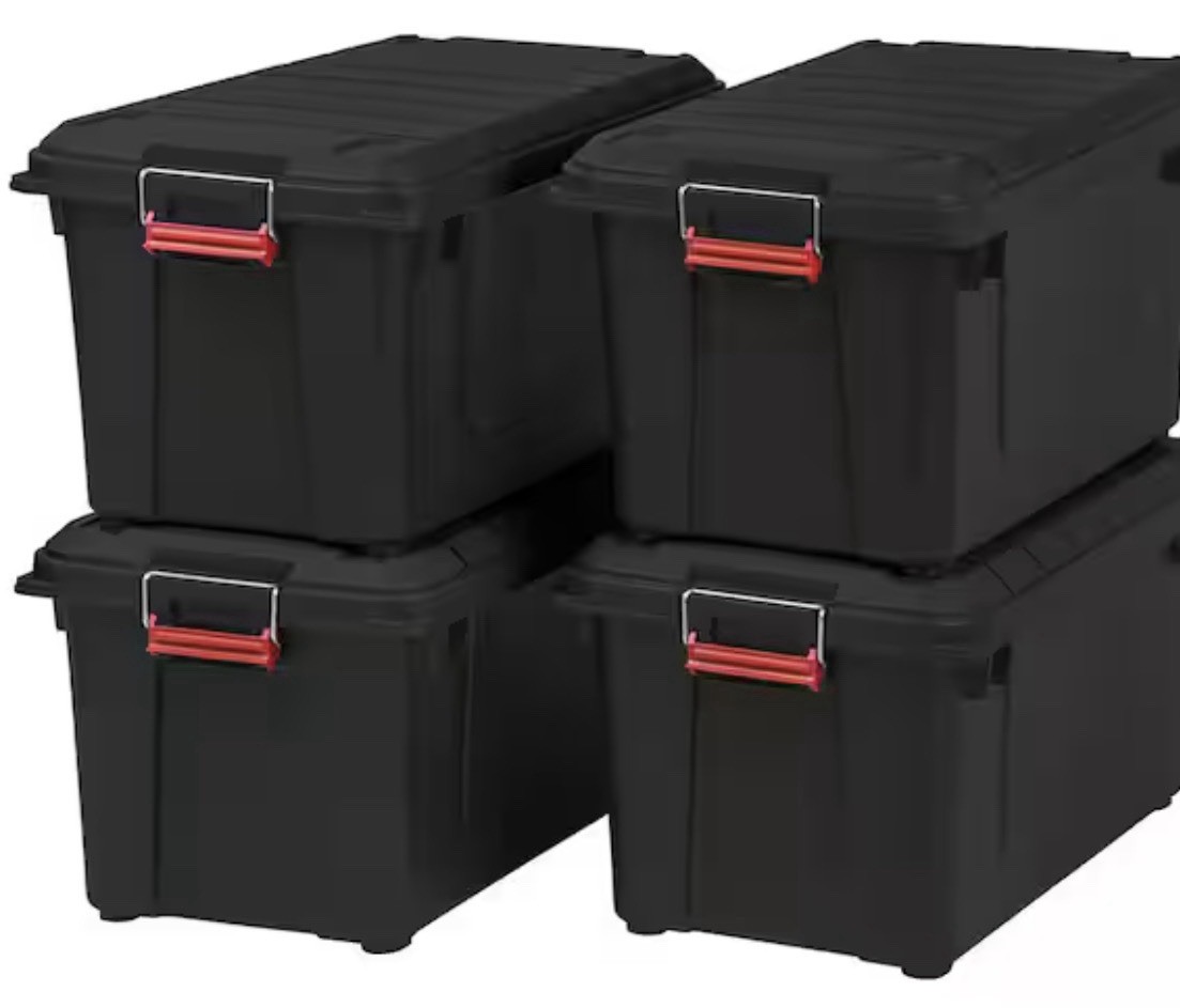 21 Gal. Heavy-Duty Stackable Storage Tote (Set of 4)