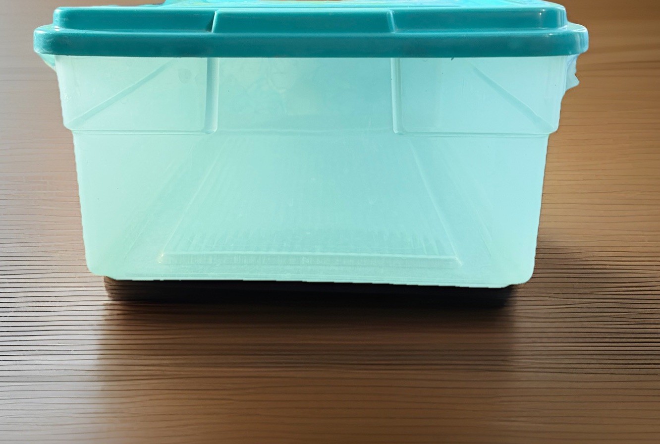 Sterilite 3 Pc Storage Bundle Teal Lid Tote & 2 Interlocking Mini Crates EUC USA