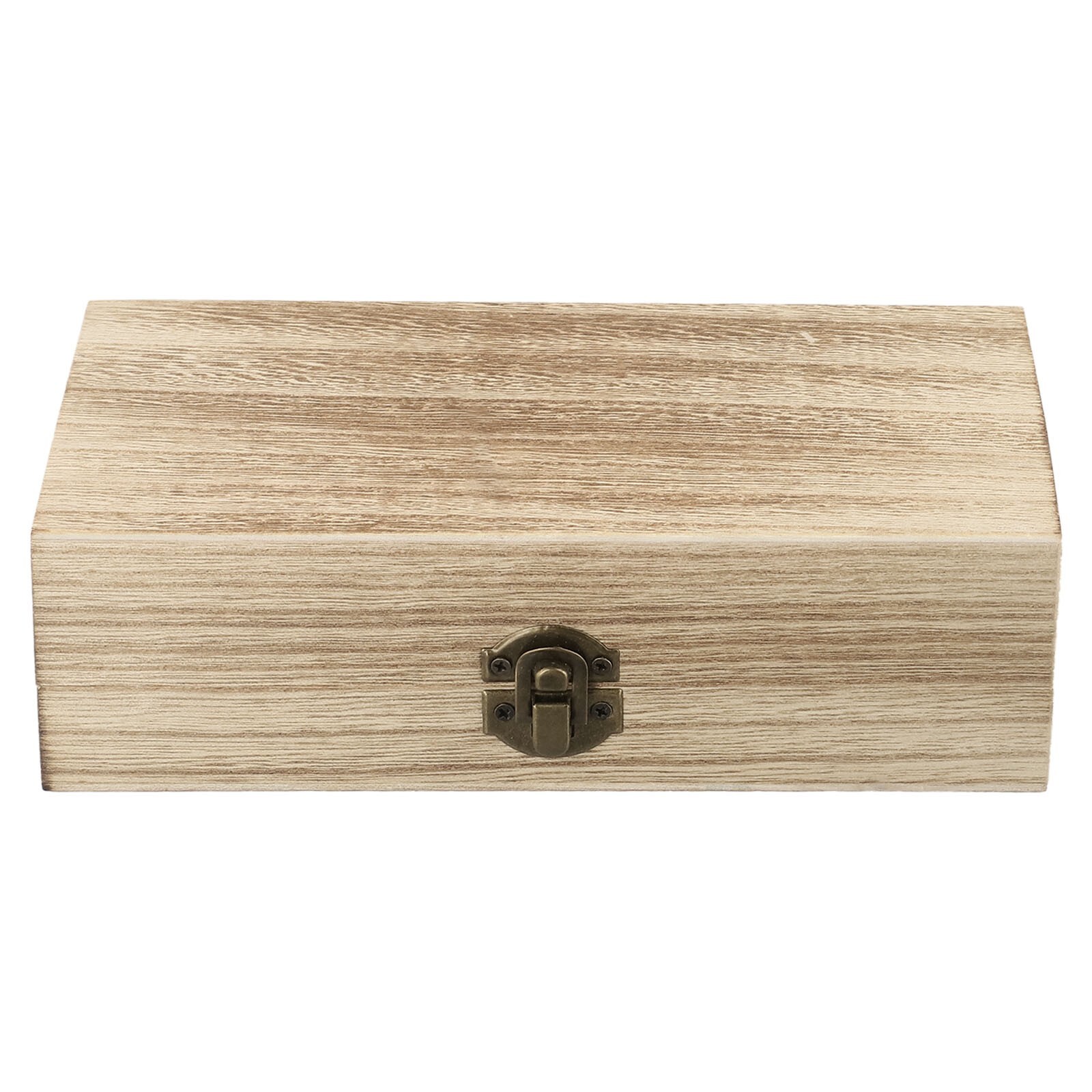 Design Wood Storage Box With Clamshell Opening and Metal Buckle