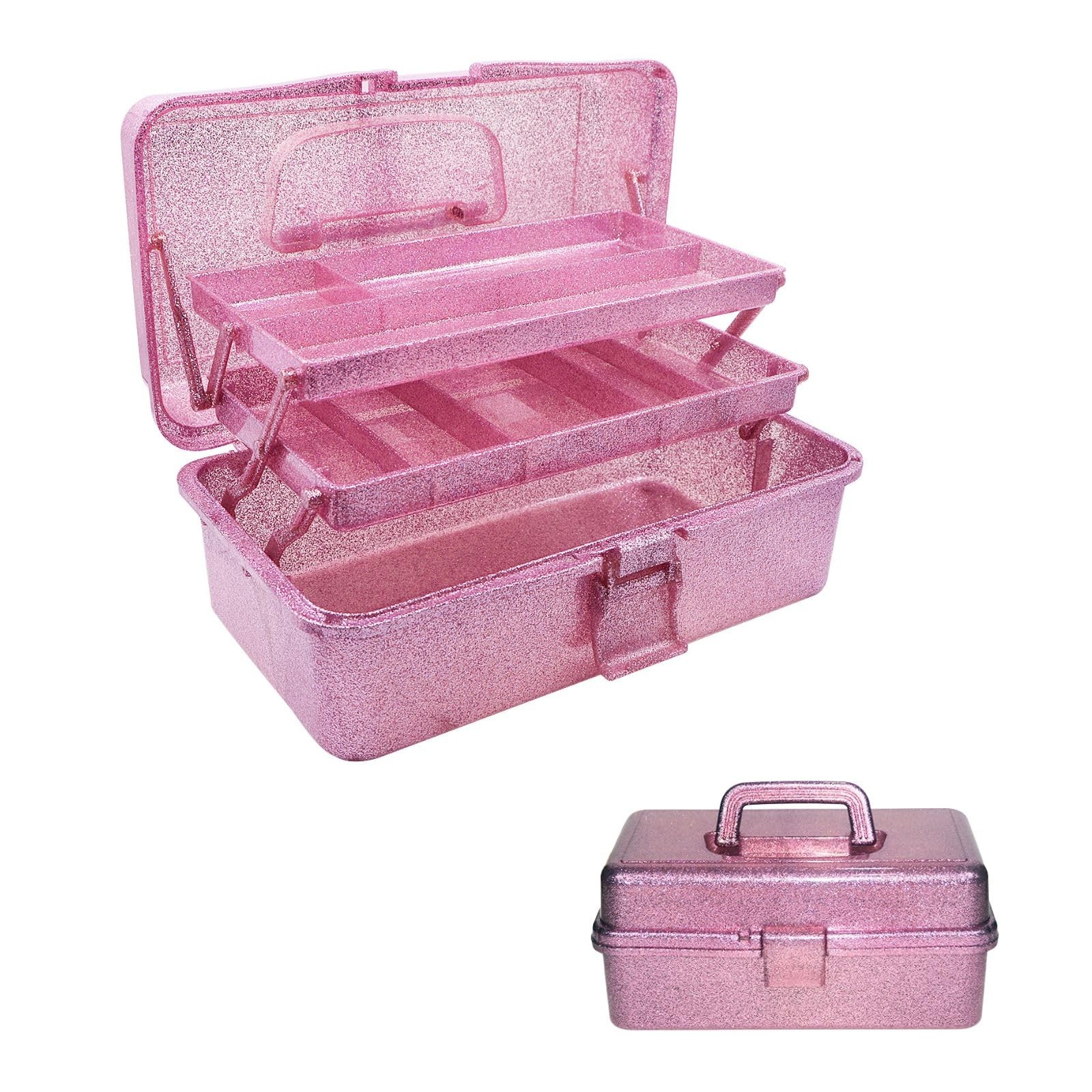 Pink 3Layer Art Craft Tool Storage Box Sewing Supplies Organizer 12.2 Inch