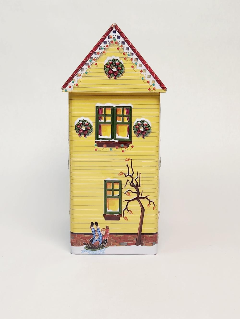 Happy London Yellow Village House Tin Box – 9 in, Multicolor