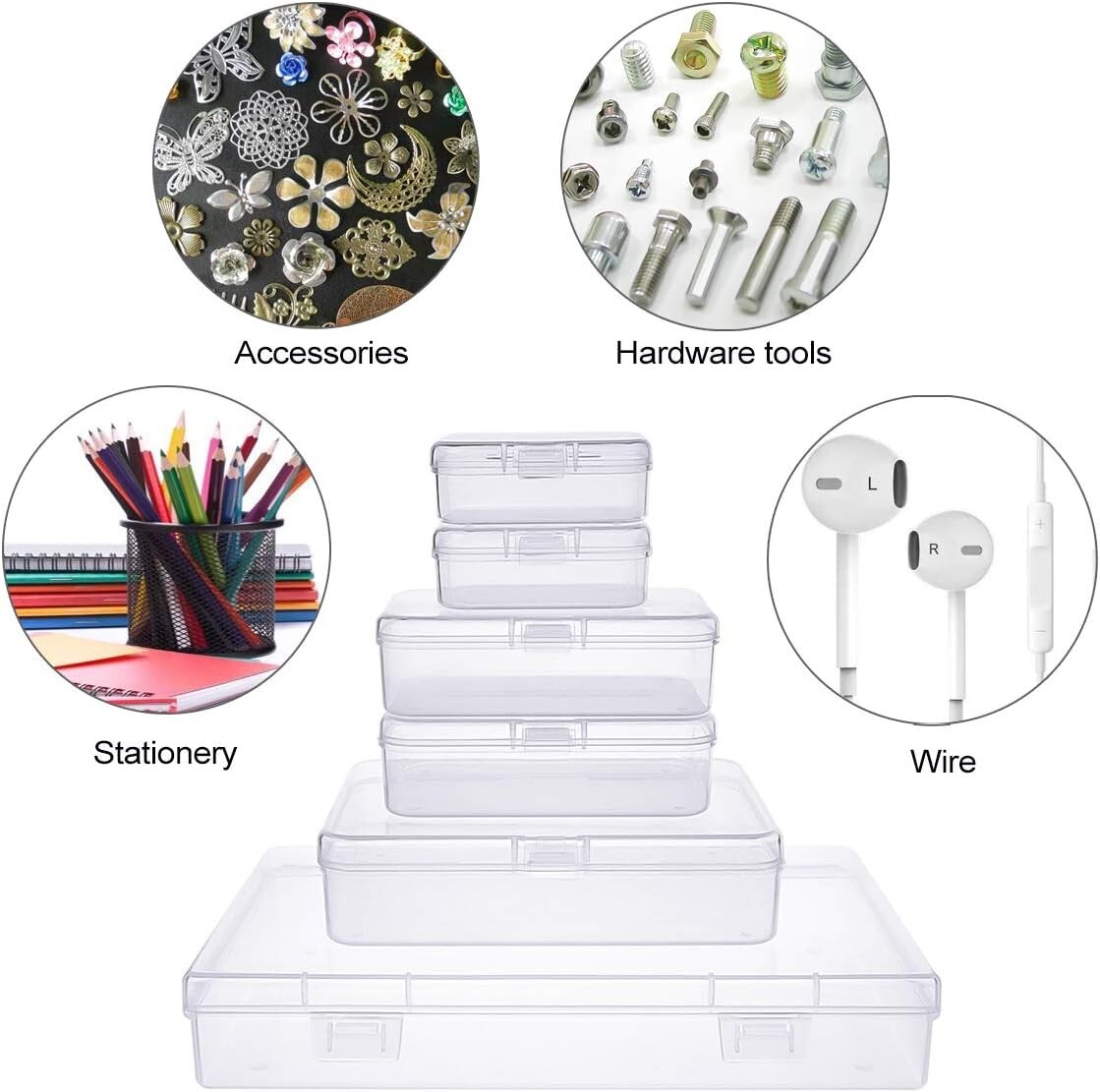 Assorted Sizes Mini Clear Storage Containers – 24 Lockable and Water Resistant