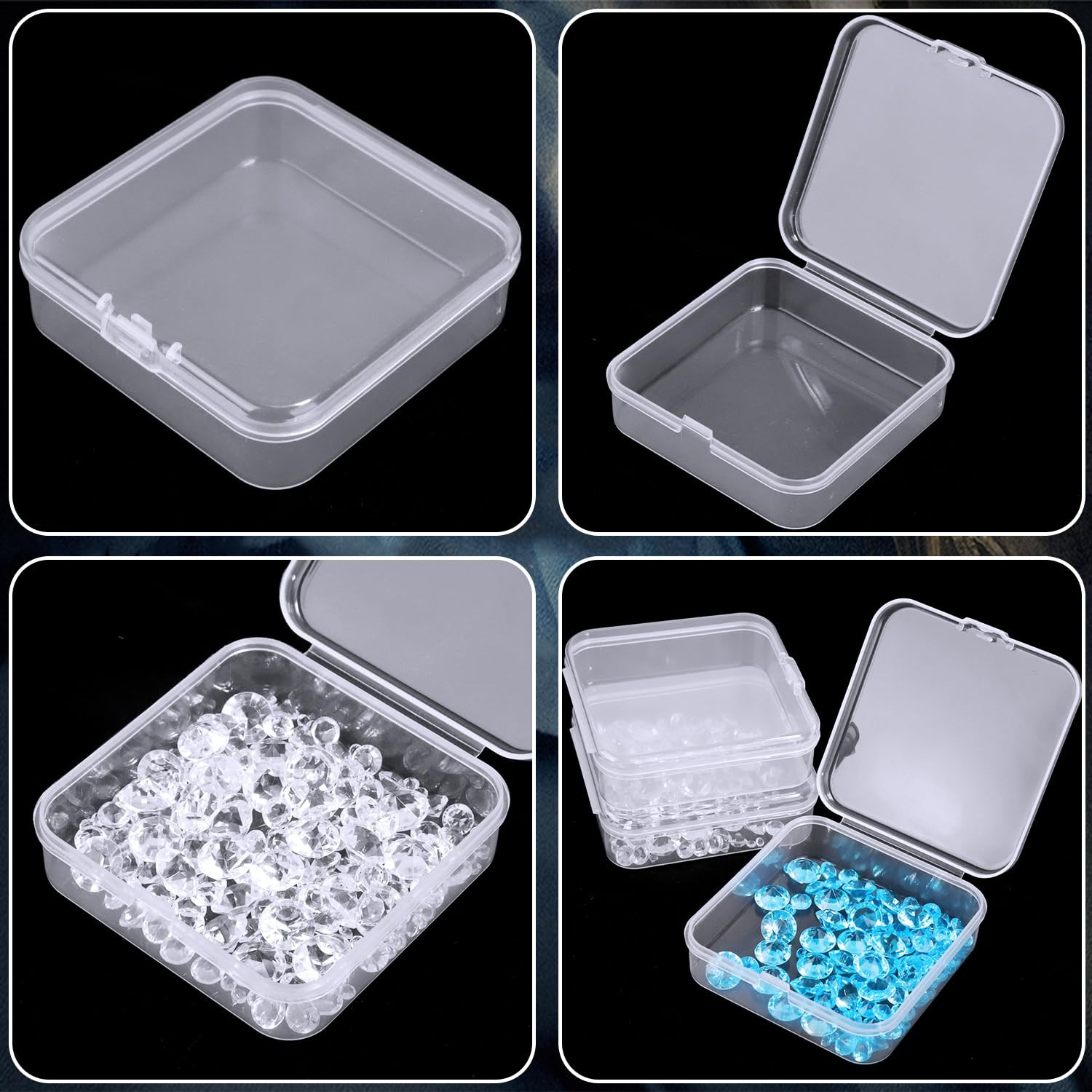 24 Pack Storage Box with Lid Small, 6.5*6.5*2cm Rectangular Empty…
