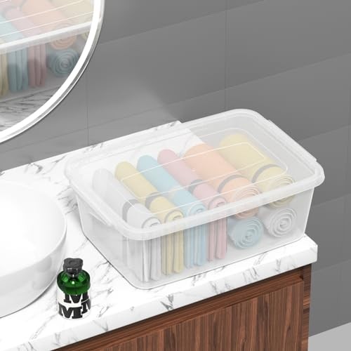 14 Quart Clear Plastic Storage Bin, Plastic Latching Containers with Lids, 4