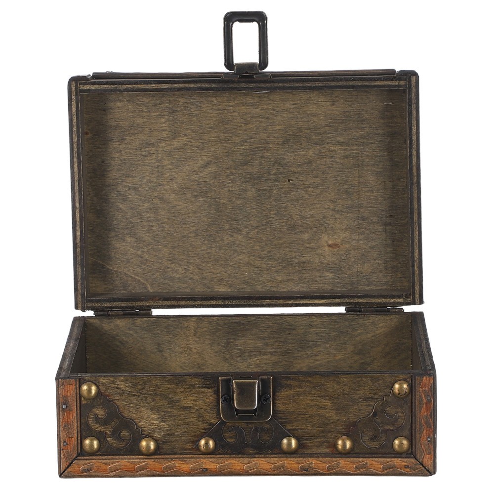 Vintage Jewelry Box Wooden Treasure Chest Decorative Trinket Organizer