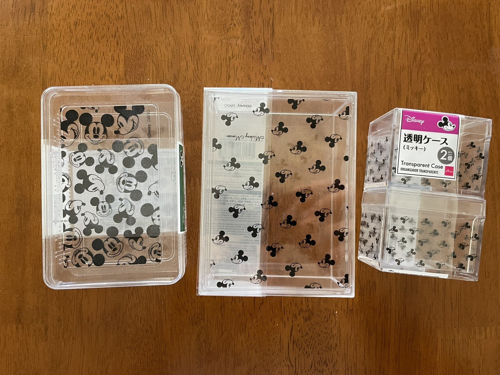 Daiso Mickey Mouse Transparent Cases, Organizer Set of 3