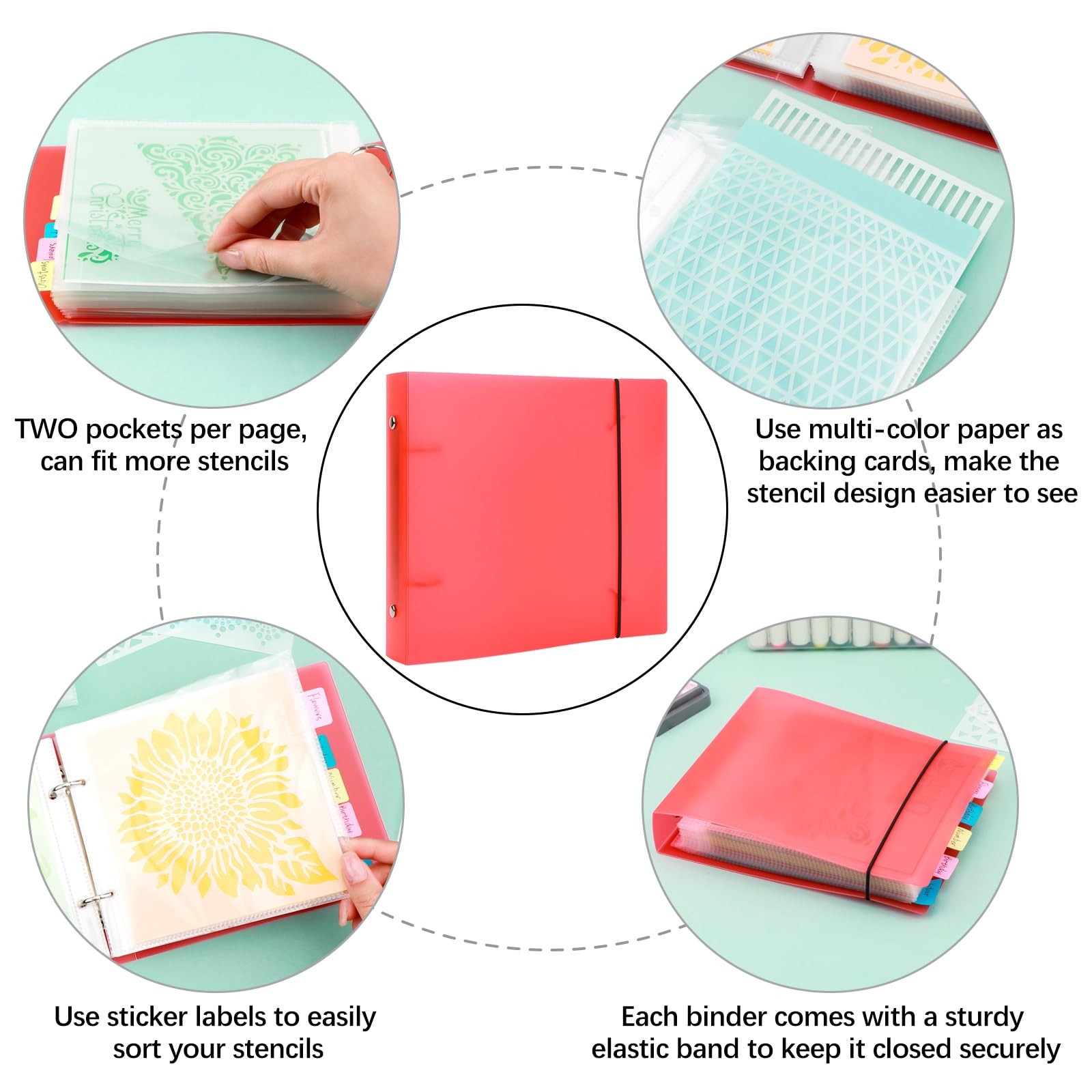 111 Pages1Sets 6×6 Cookie Stencil Storage Binder Die Cut and Stamp Storage Fo…