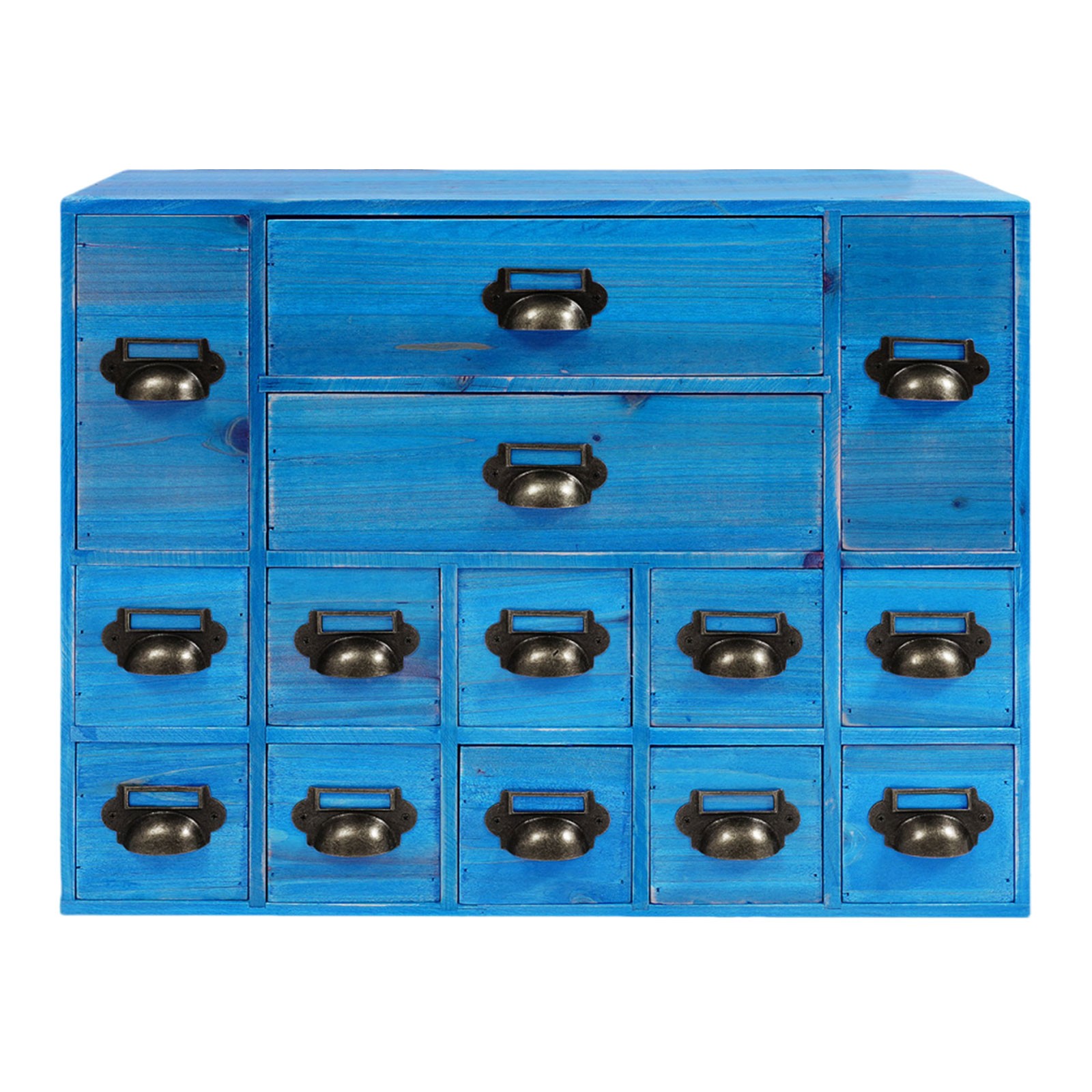 Vintage Apothecary Cabinet Dressers Label Holder Wooden 14 Drawers Organizer