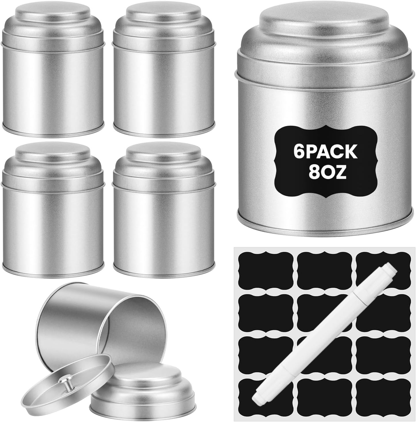 Tea Tin with Airtight Double Lids for Loose Leaf Tea Stora, 8 Fl Oz