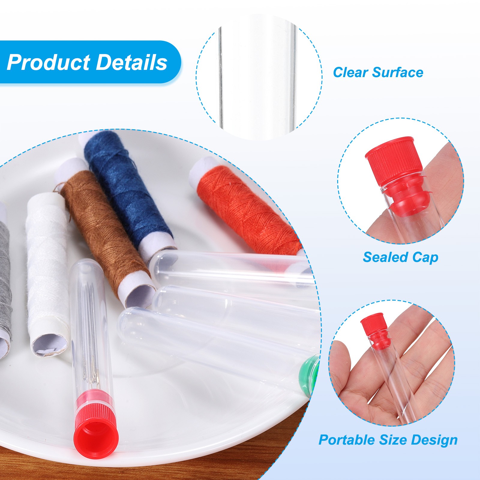 10Pcs Sewing Needle Storage Holder Plastic Pin Tube Case Box Clear 3&Prime; Length