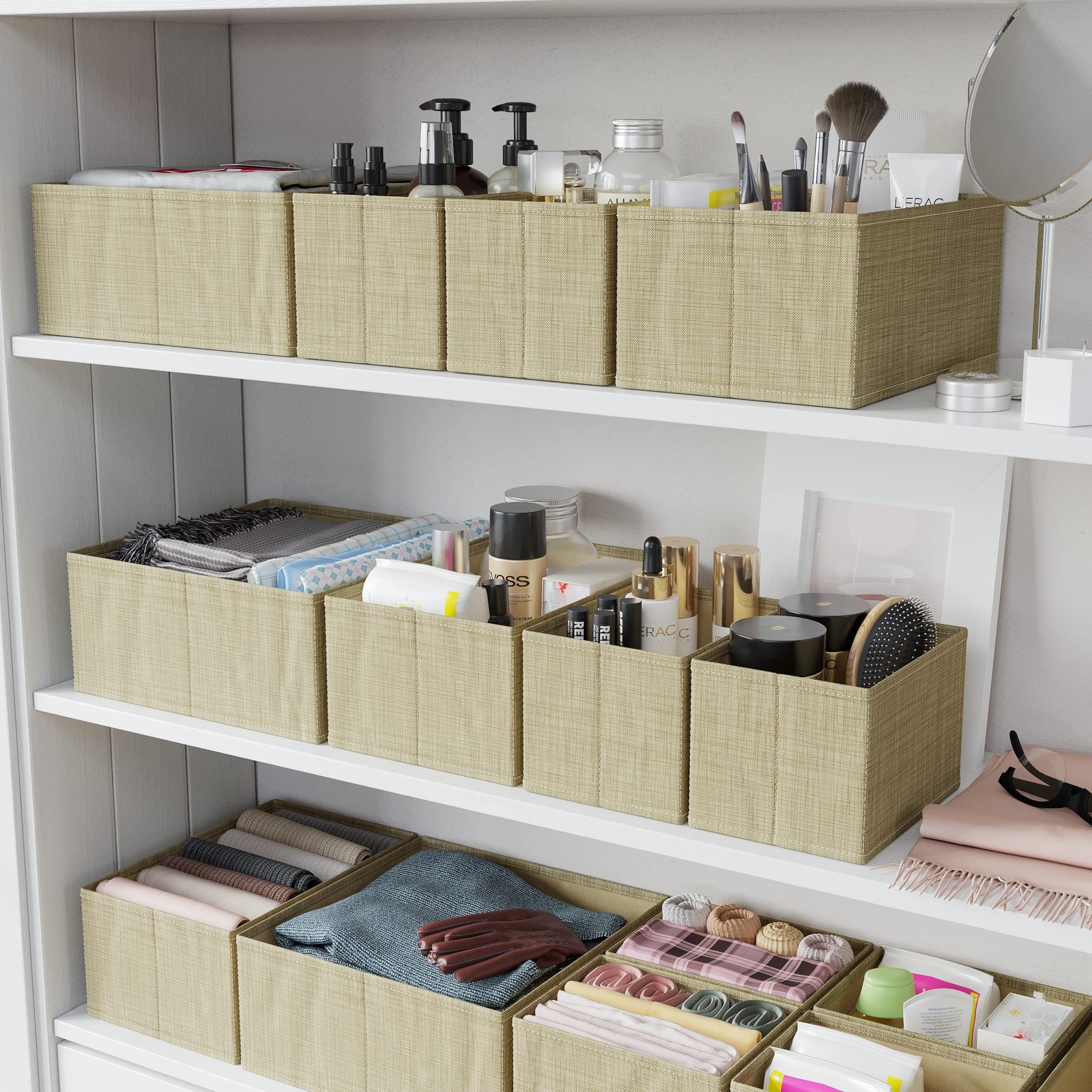 Drawer Organizer Clothes Set Of 12 Beige Dresser Organizer For Nursery Bedroom C