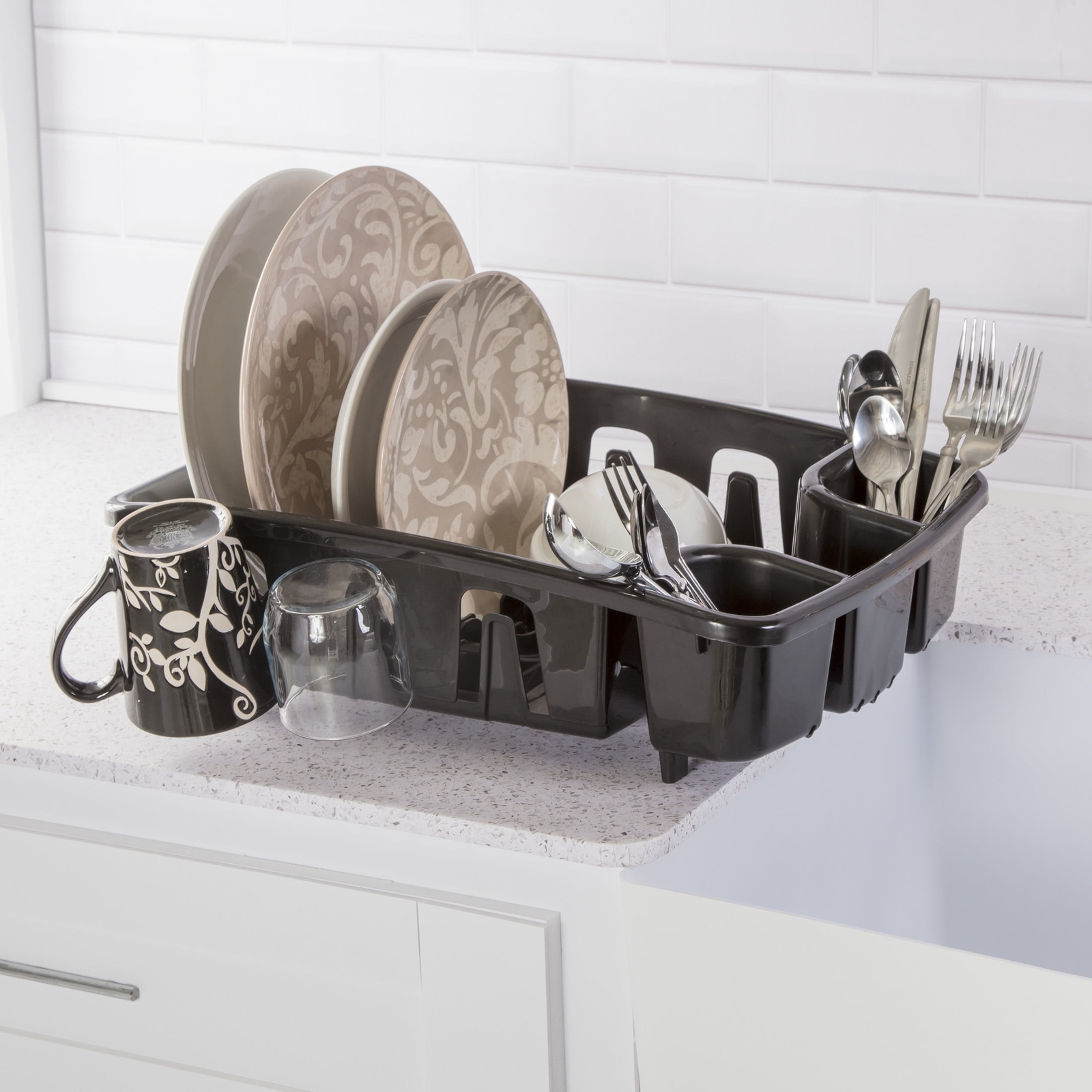Dish Rack with Self Draining Base Dish Drying Rack Kitchen Tools Self-Draining