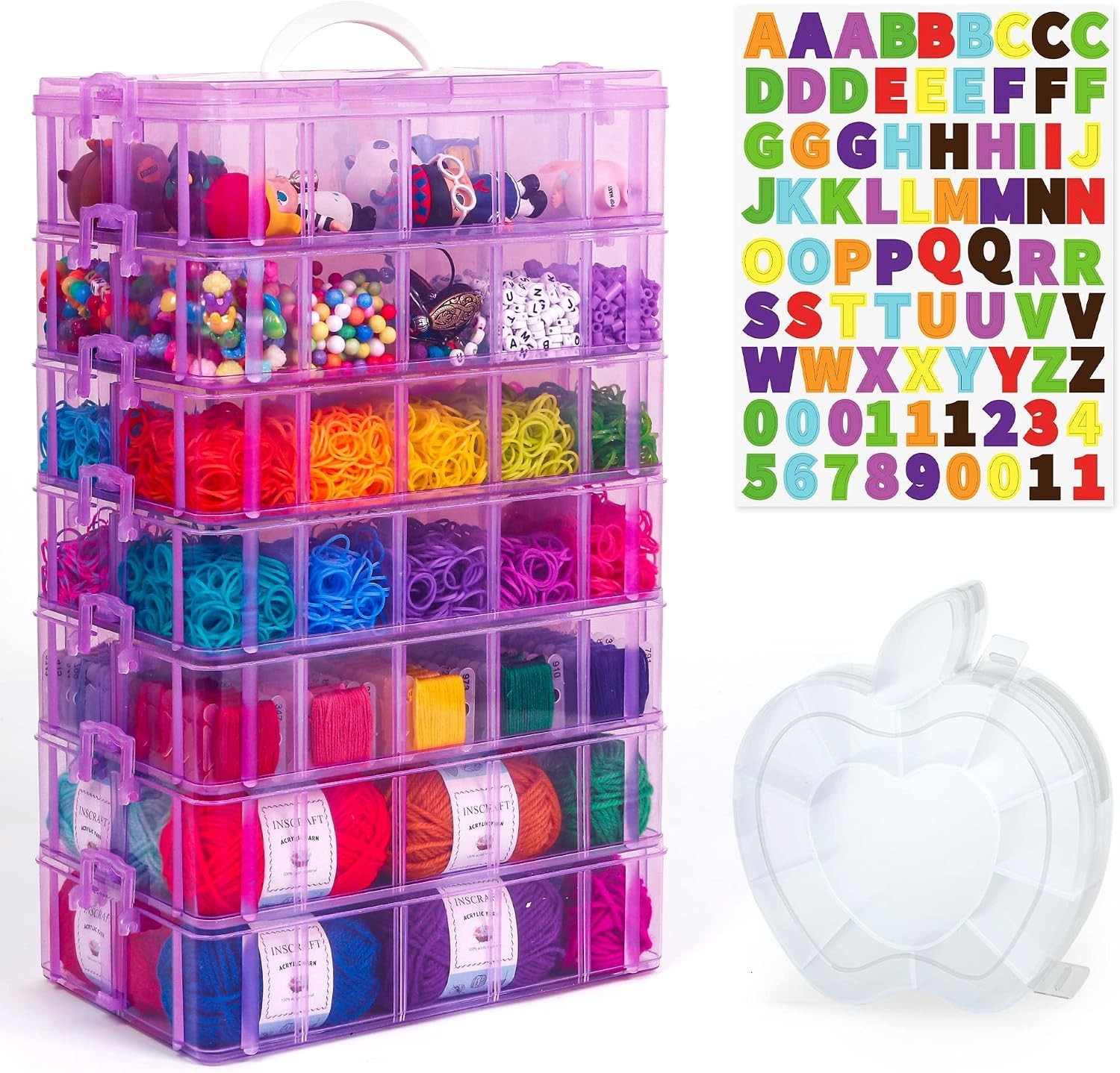7 Layers Stackable Storage Container 70 Adjustable Compartments White Perfect