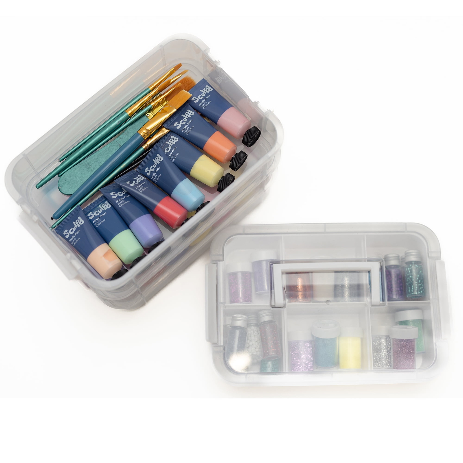 Clear 4-Tier Plastic Craft and Hobby Stackable Snap Box