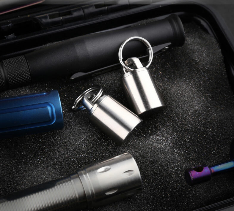 Mini Titanium Keychain Storage Box Pill Capsula Case Outdoor Portable EDC Tool