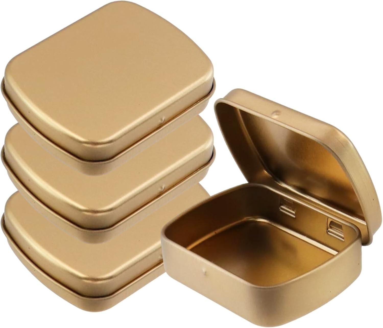 4 Pack Rectangular Empty Hinged Tin Box Metal Tins Storage Box with Hinge Lid…
