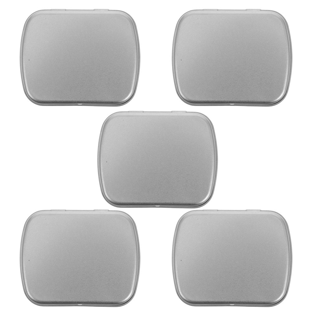 5 Pcs Small Iron Box Jewelry Box Travel 6.00X4.70X1.50CM Silver Color