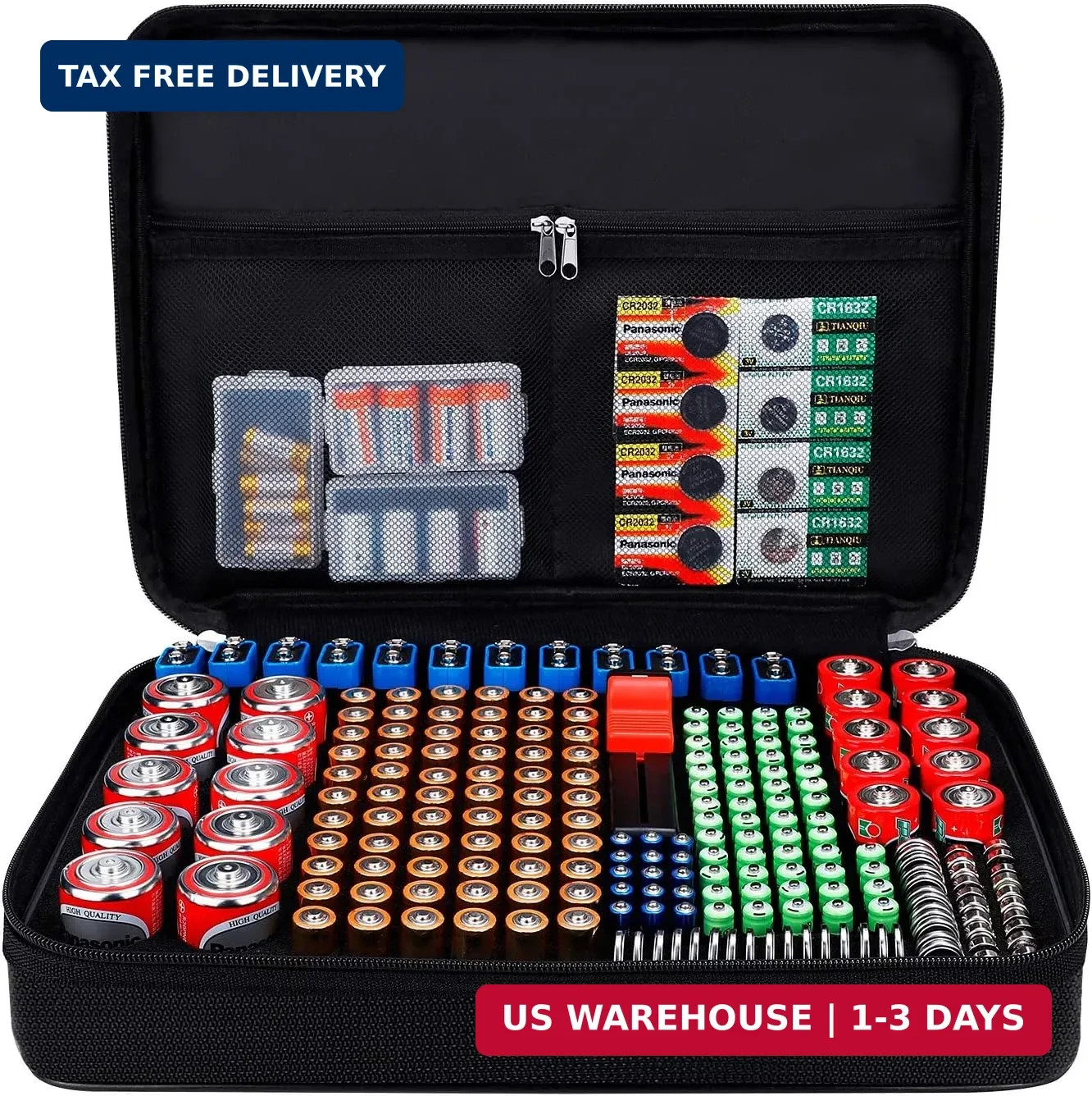 Battery Organizer, Fireproof Battery Organizer Storage Case with Tester (BT168),
