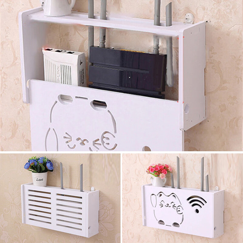 1*Wireless Wifi Router Storage Box Shelf Wall Waterproof Bracket Cable Organizer