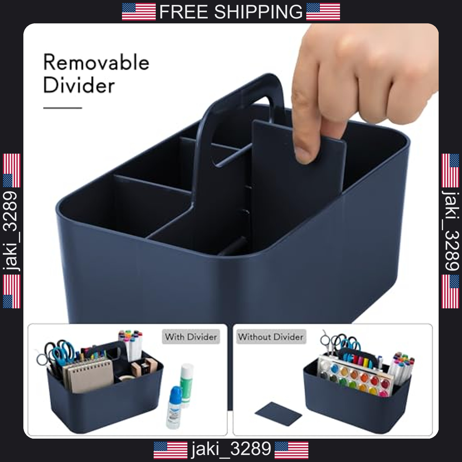Tiawudi plastic caddy organizer with handle for stationery office supplies dorm