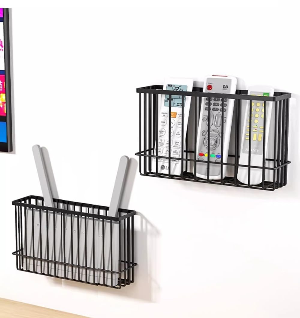 2-Piece Wall-Mounted Storage Boxes for Kitchen, Bathroom & Wardrobe – Black Orga